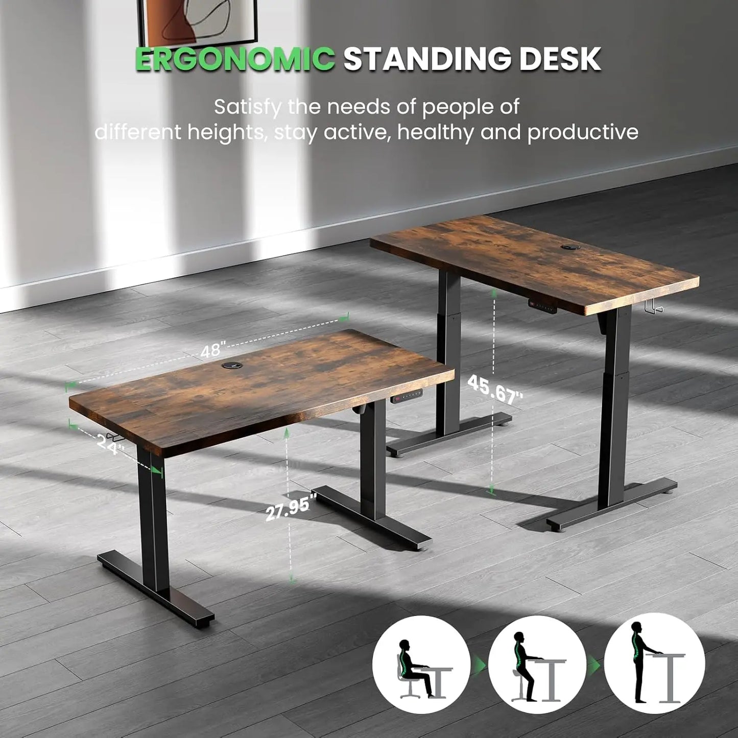 48 x 24 Inch Adjustable Office Desk