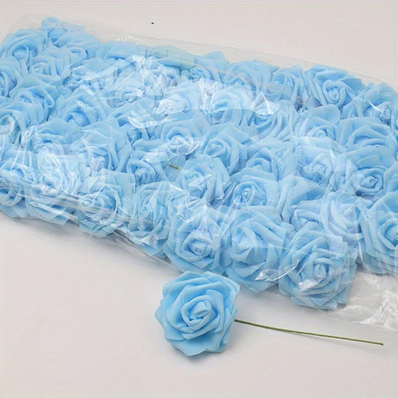 50pcs White PE Rose Flower Heads