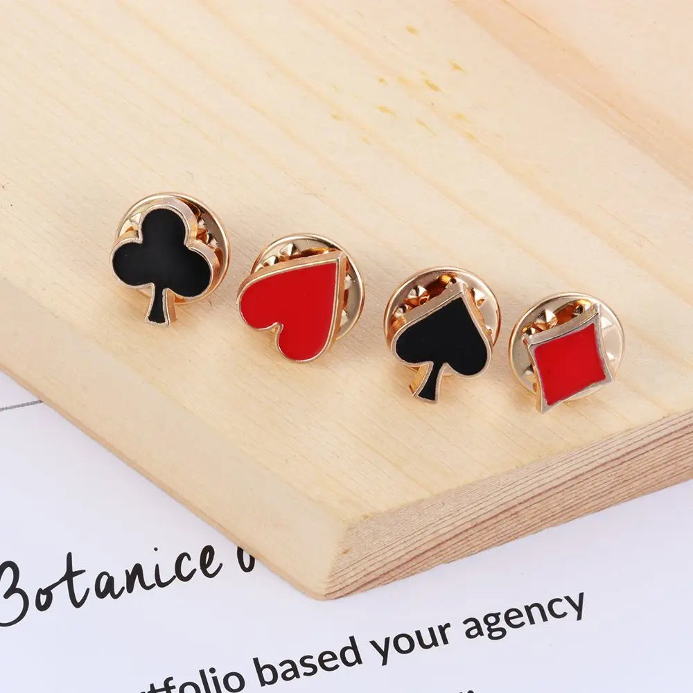 4pcs Poker Shape Collar Pin Set