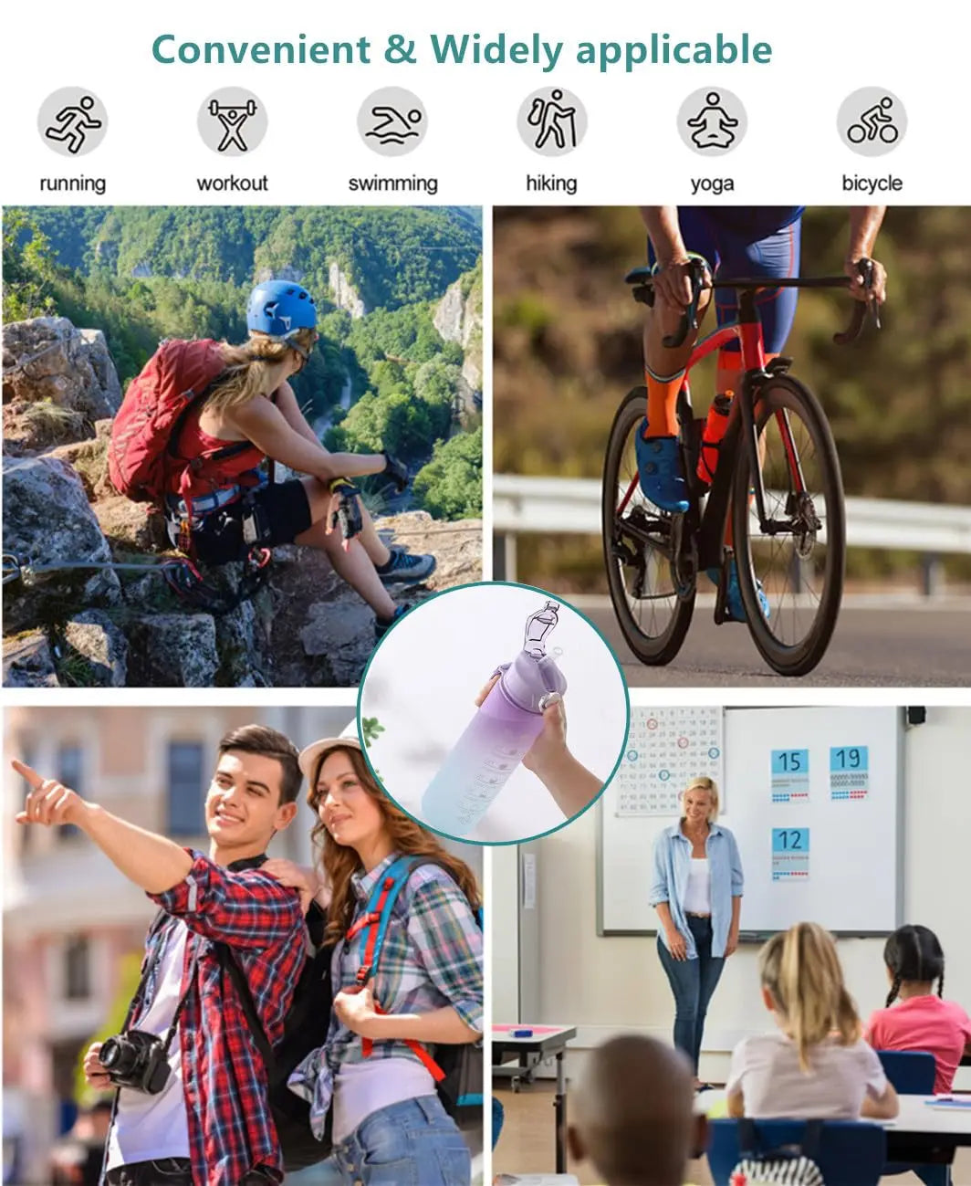 24 OZ BPA Free Water Bottle with Carrying Strap