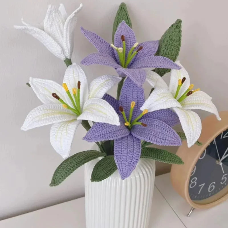 Hand-Knitted Crochet Lily Bouquet Gift