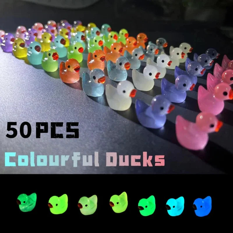 50PCS Glow-in-the-Dark Mini Duck Figurines