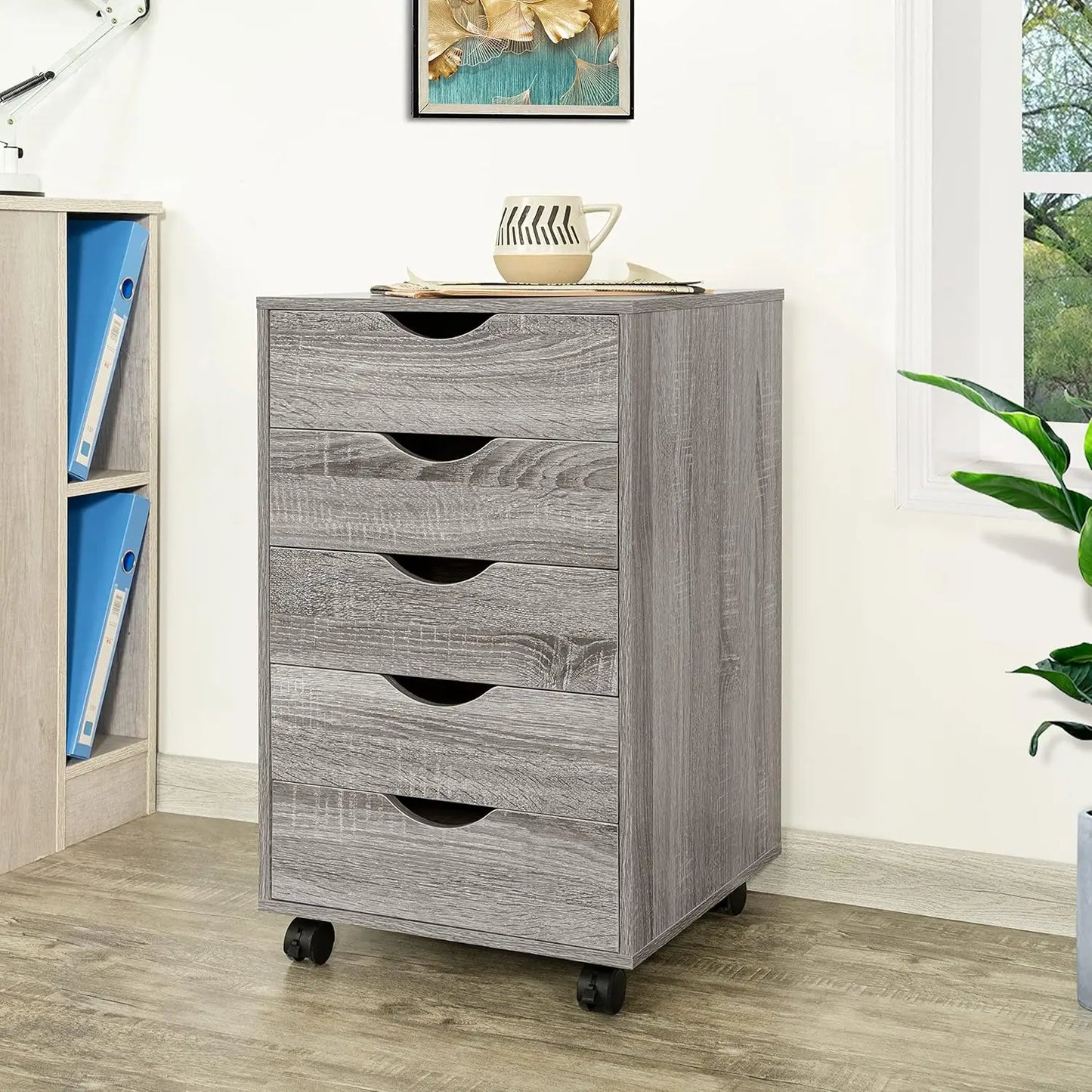 5-Drawer Tall Dresser with Wheels