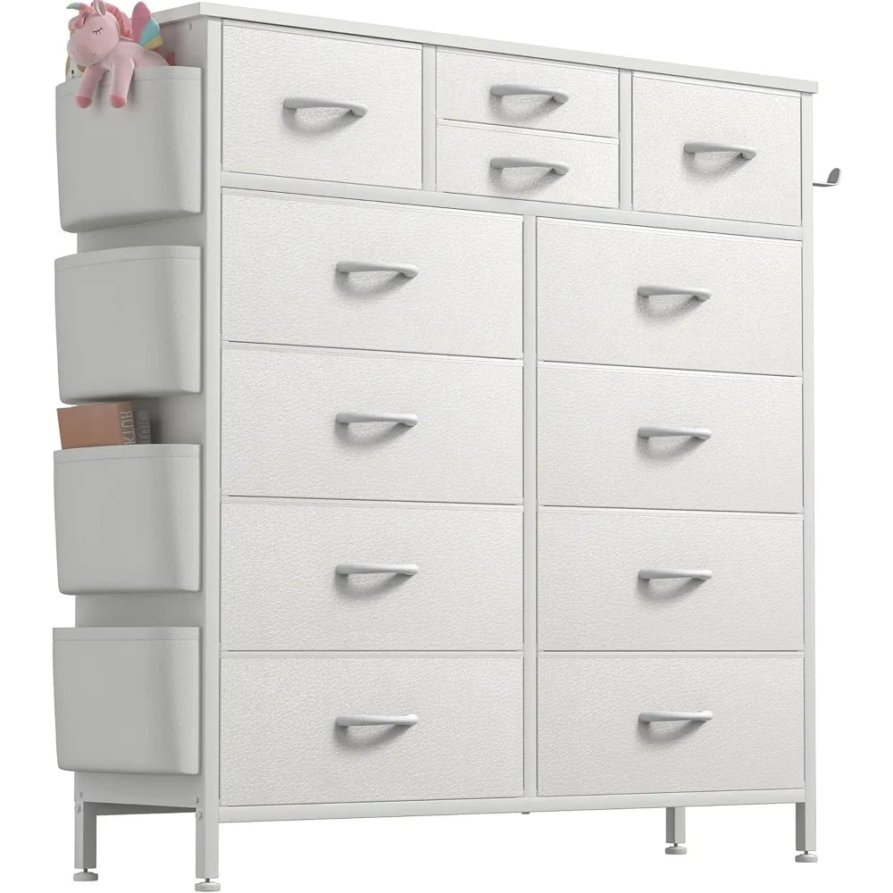 Black 12-Drawer Dresser with Hooks