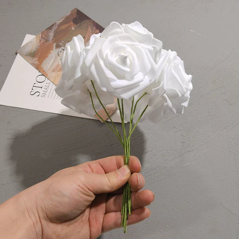 50pcs White PE Rose Flower Heads