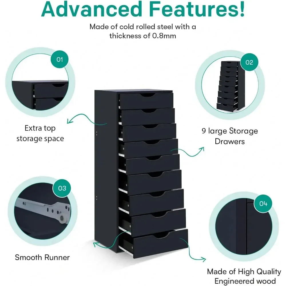 Bianca 9-Drawer Wood Storage Dresser