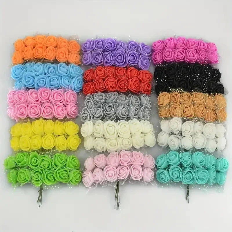 144pcs Mini Red Foam Rose Heads