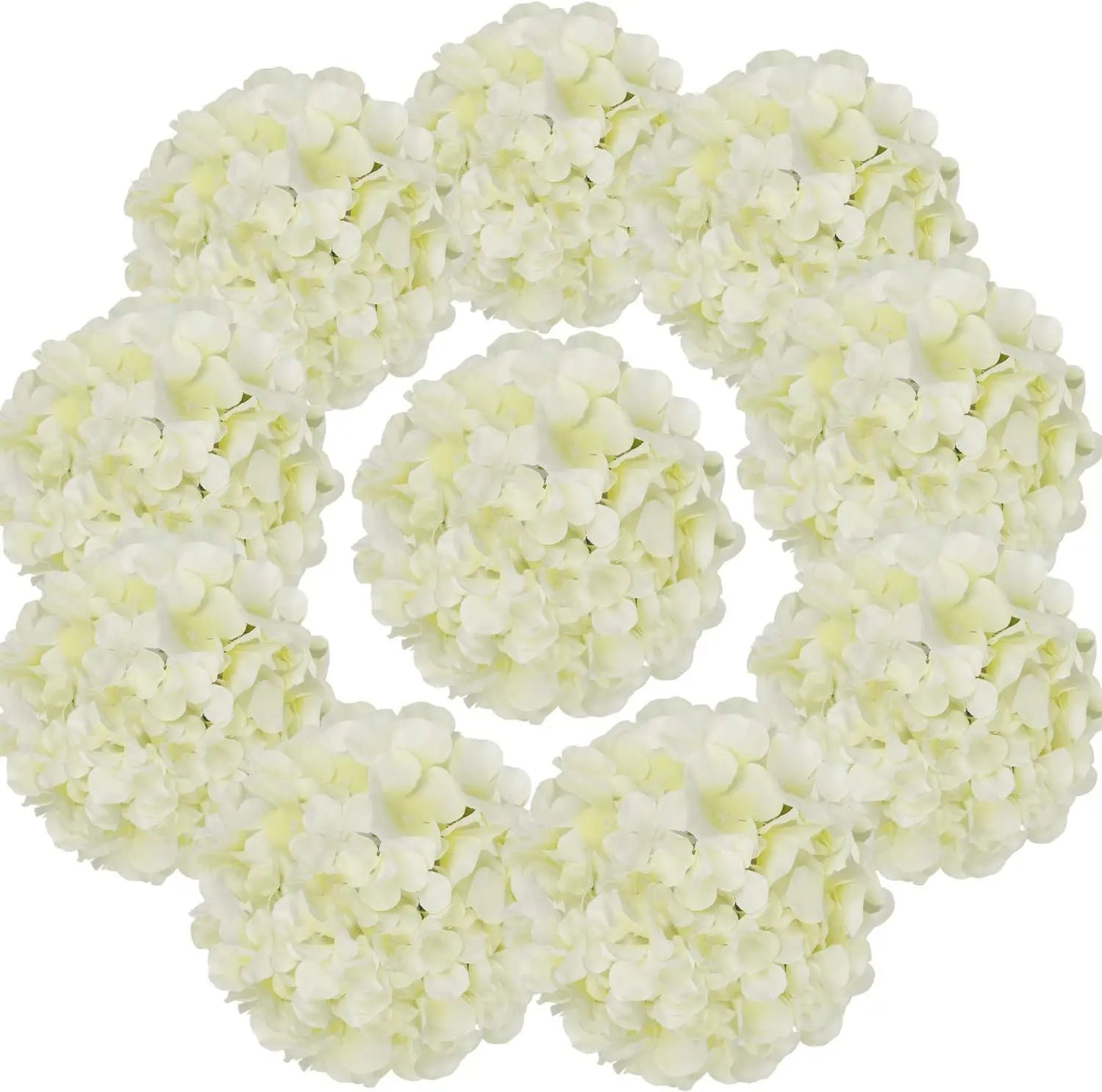 10PCS Silk Hydrangea Heads with Stems