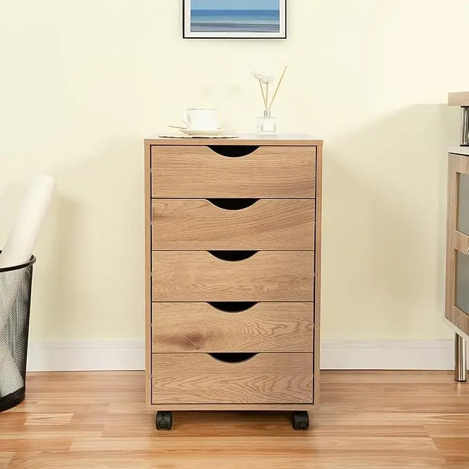5-Drawer Tall Dresser with Wheels