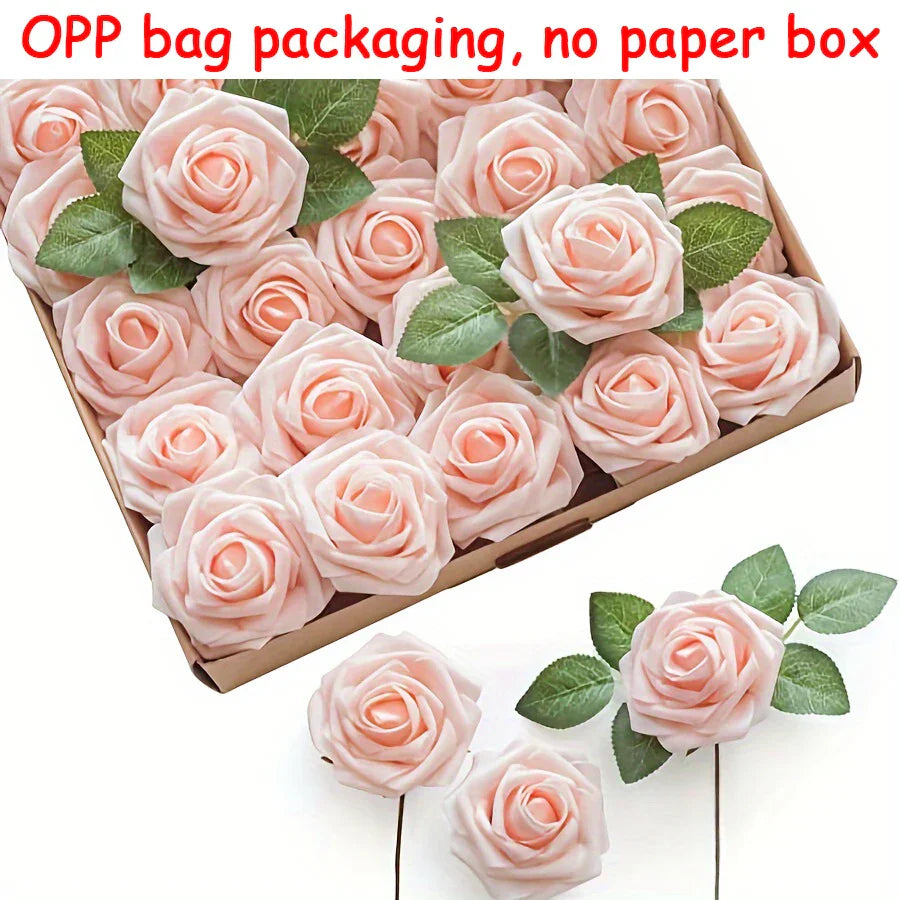25PCS Artificial Roses with Stems for DIY