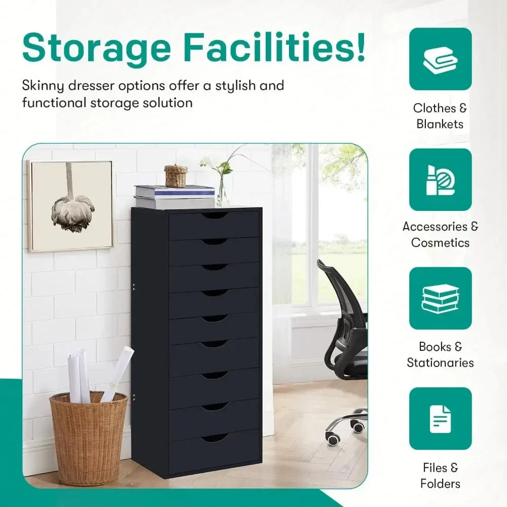 Bianca 9-Drawer Wood Storage Dresser