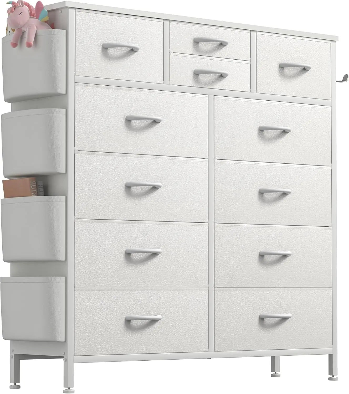 Black 12-Drawer Dresser with Hooks