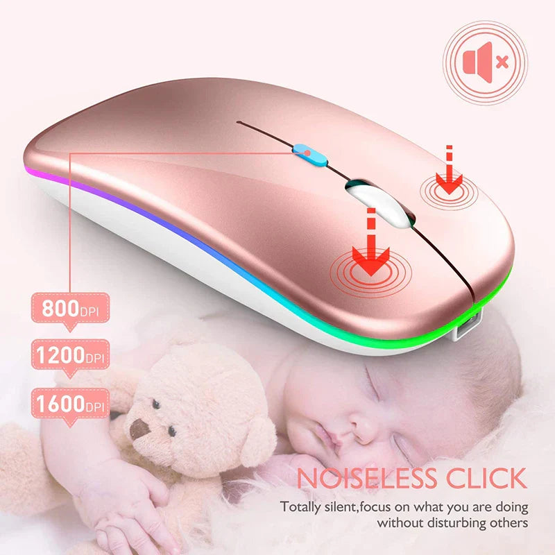 Bluetooth Wireless Rechargeable Silent Gaming Mouse