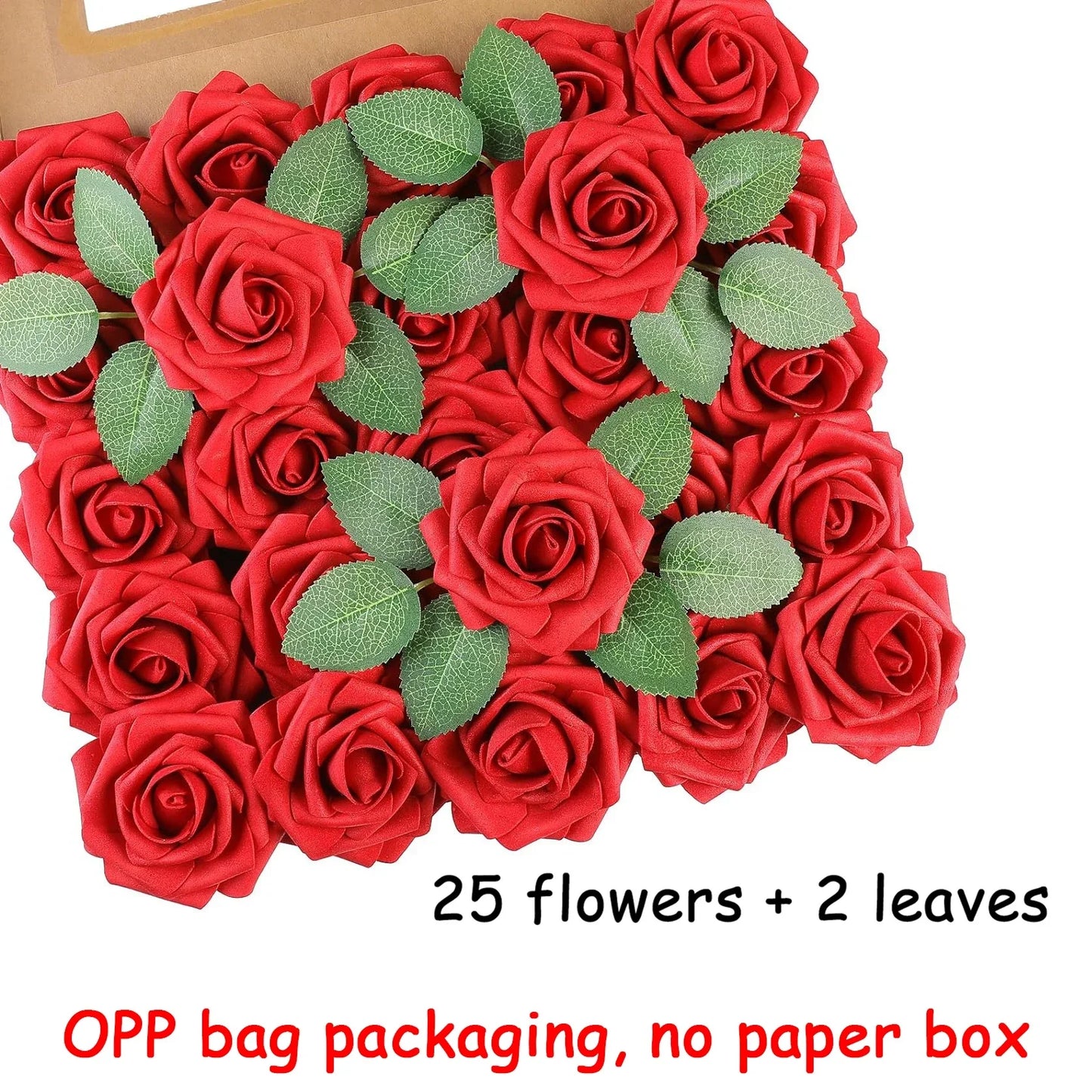 25PCS Artificial Roses with Stems for DIY