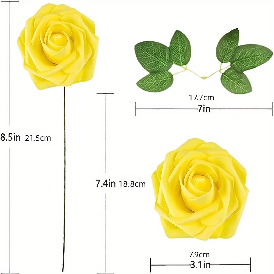 25PCS Artificial Roses with Stems for DIY