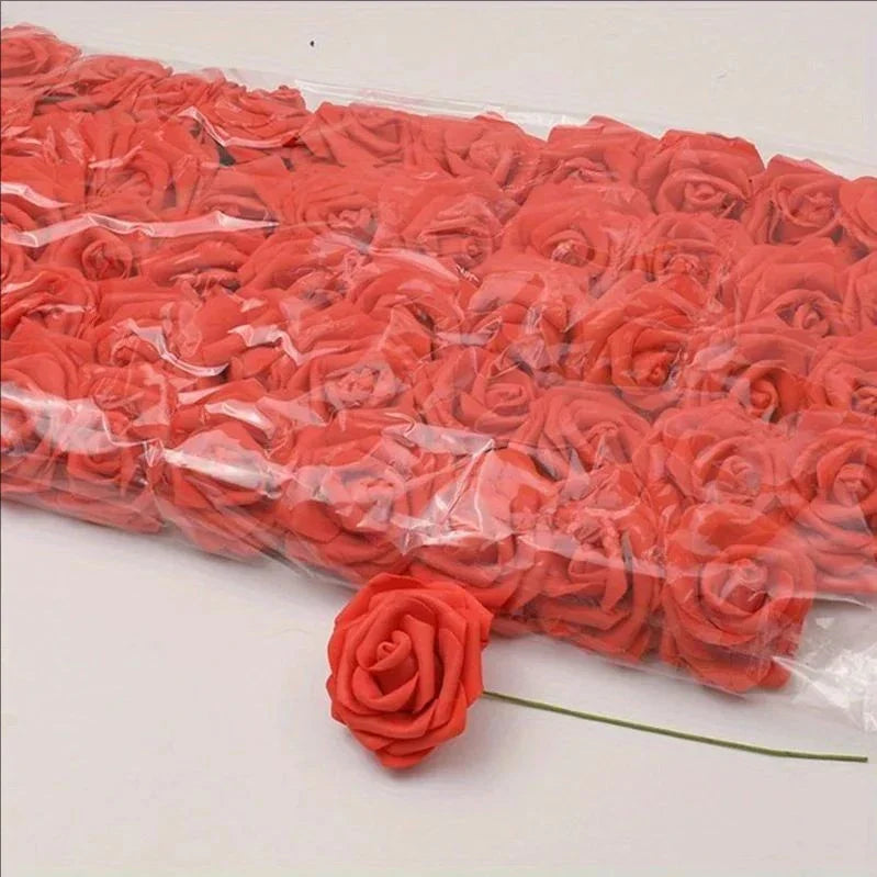 50pcs White PE Rose Flower Heads
