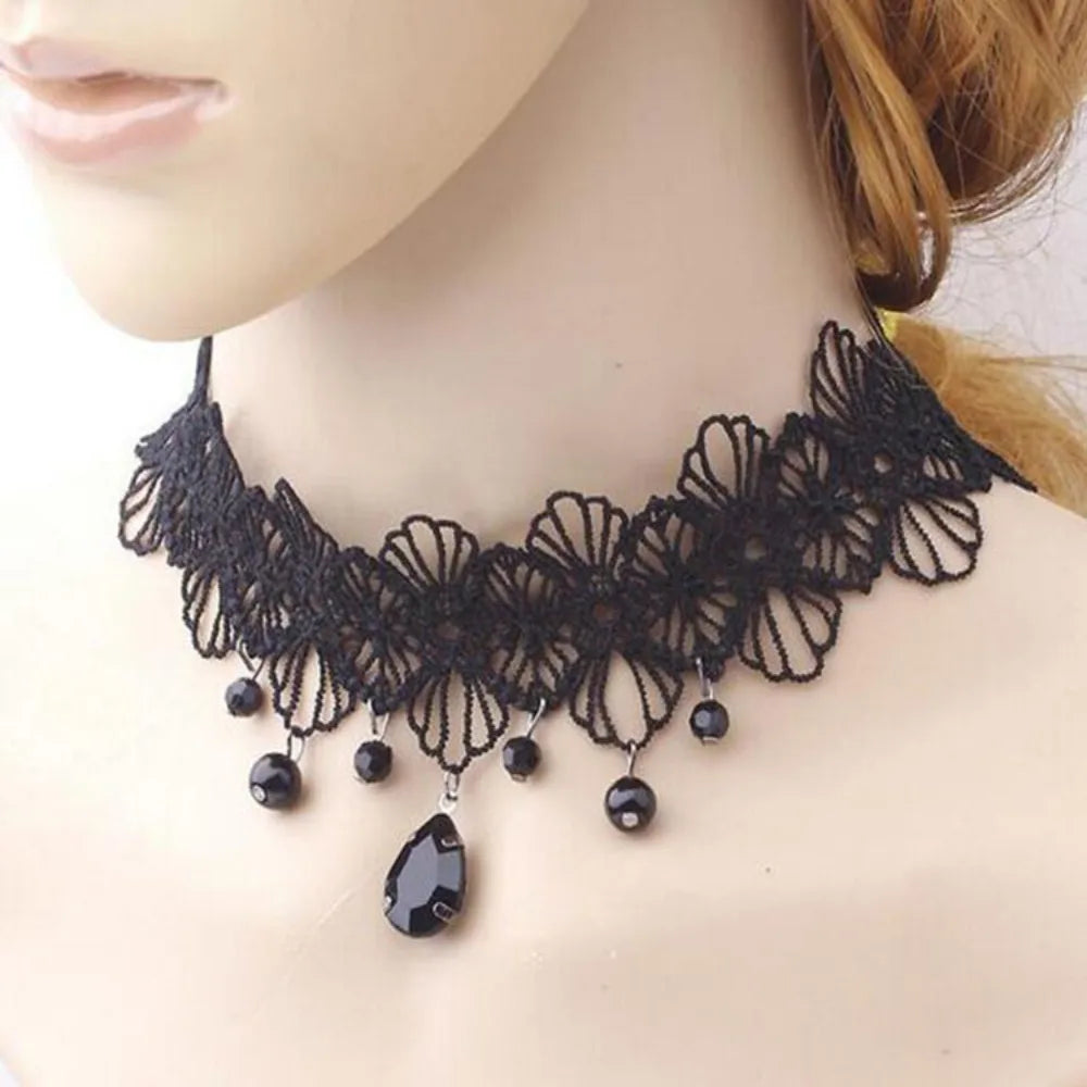 Black lace gothic choker necklace