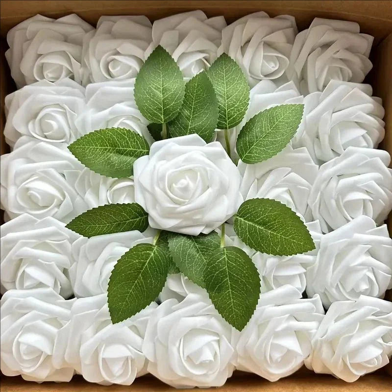 High-Grade White PE Rose Heads