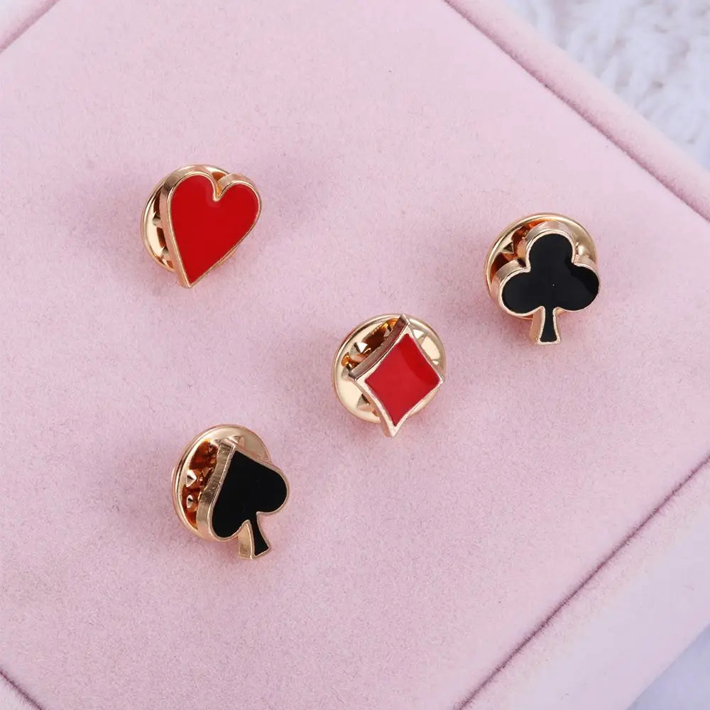 4pcs Poker Shape Collar Pin Set