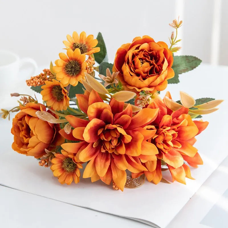 1Pc Artificial Silk Dahlia Rose Daisy