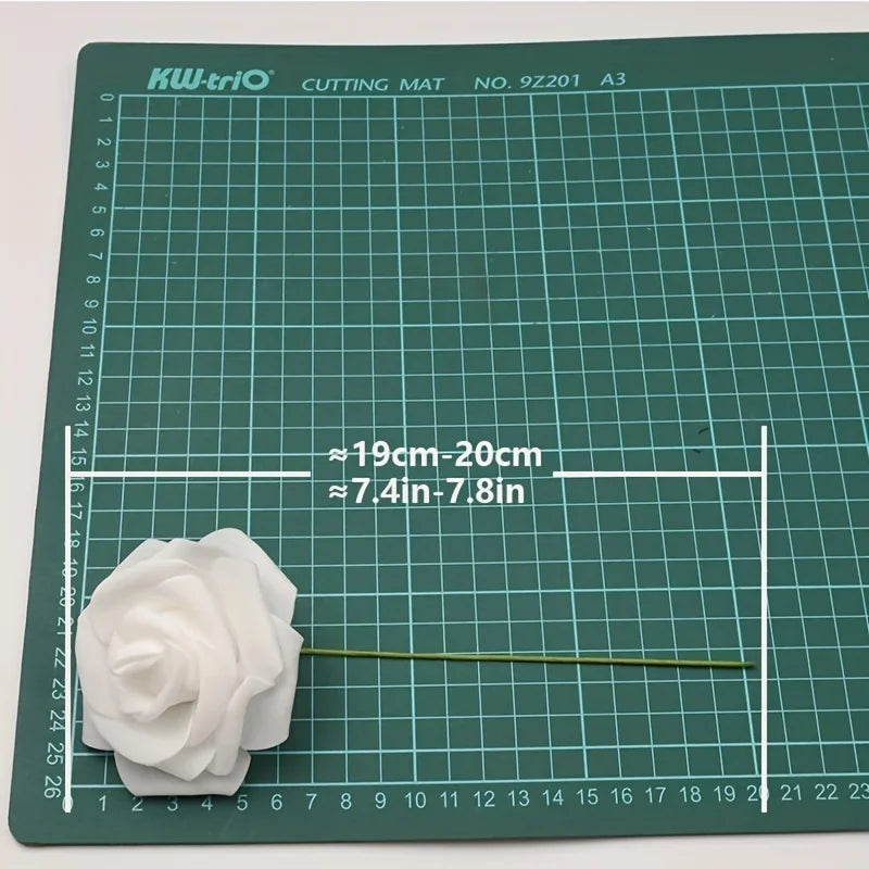 50pcs White PE Rose Flower Heads