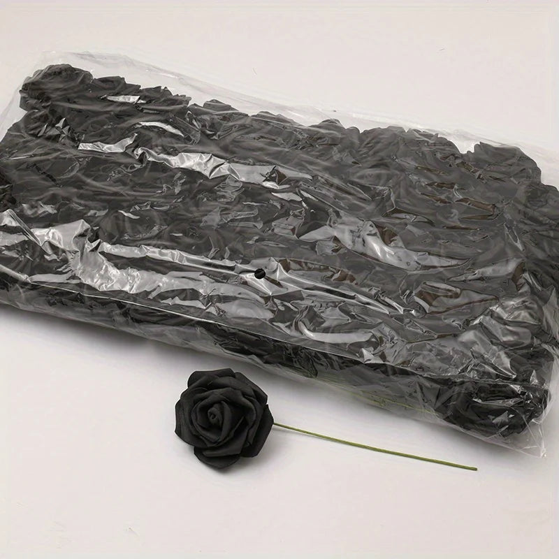 50pcs White PE Rose Flower Heads