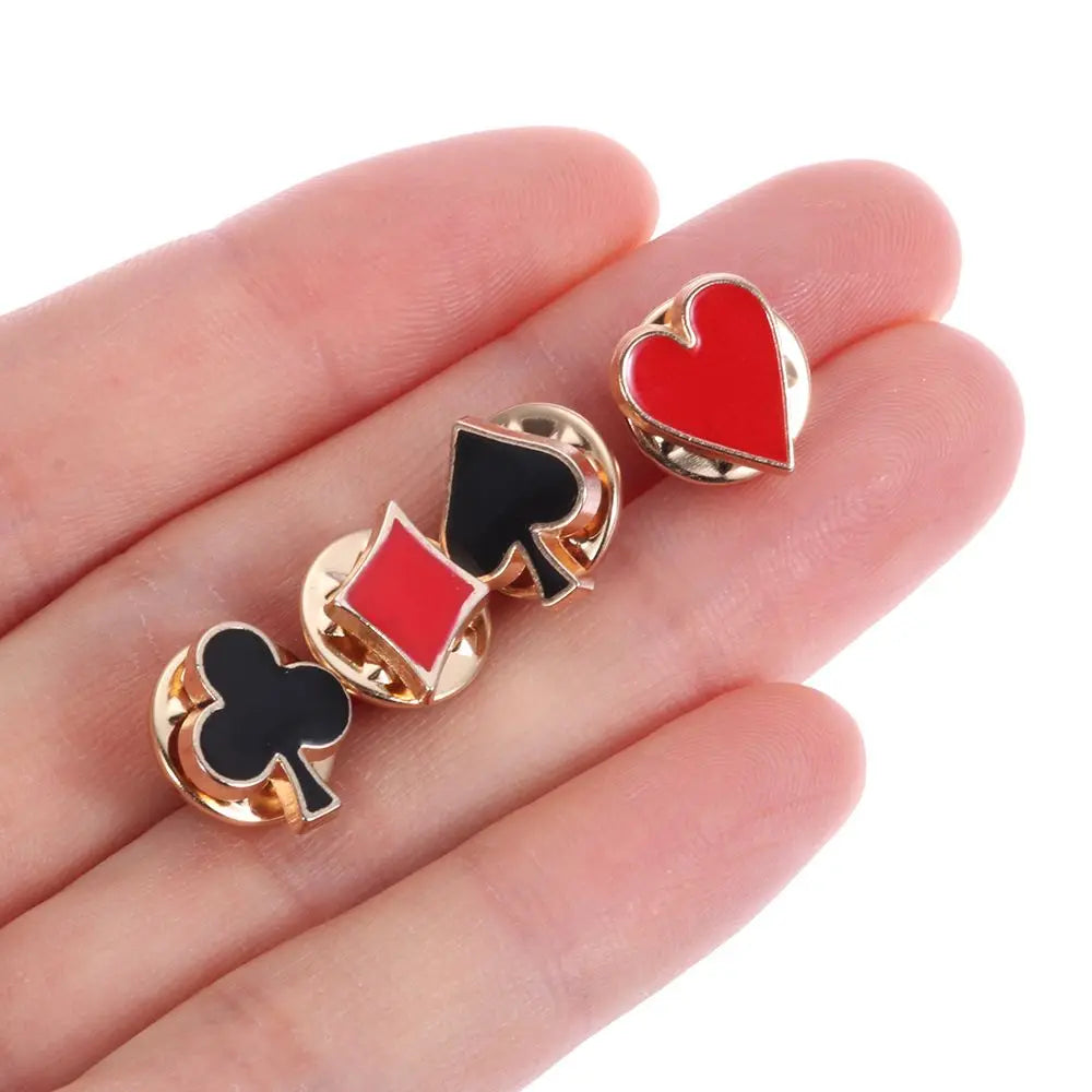 4pcs Poker Shape Collar Pin Set