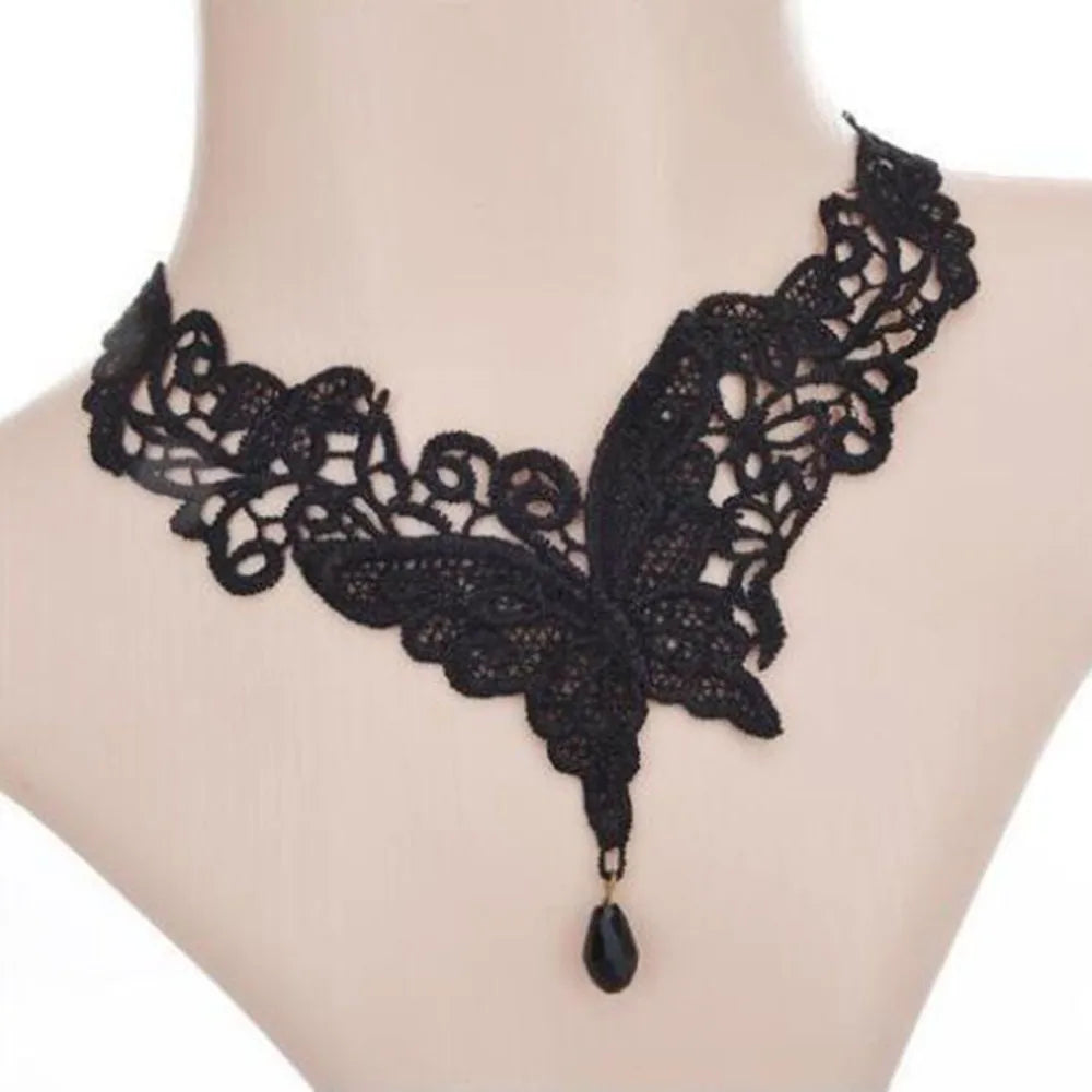 Black lace gothic choker necklace
