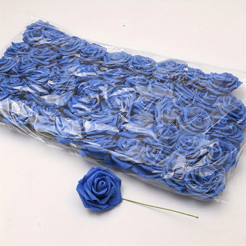 50pcs White PE Rose Flower Heads