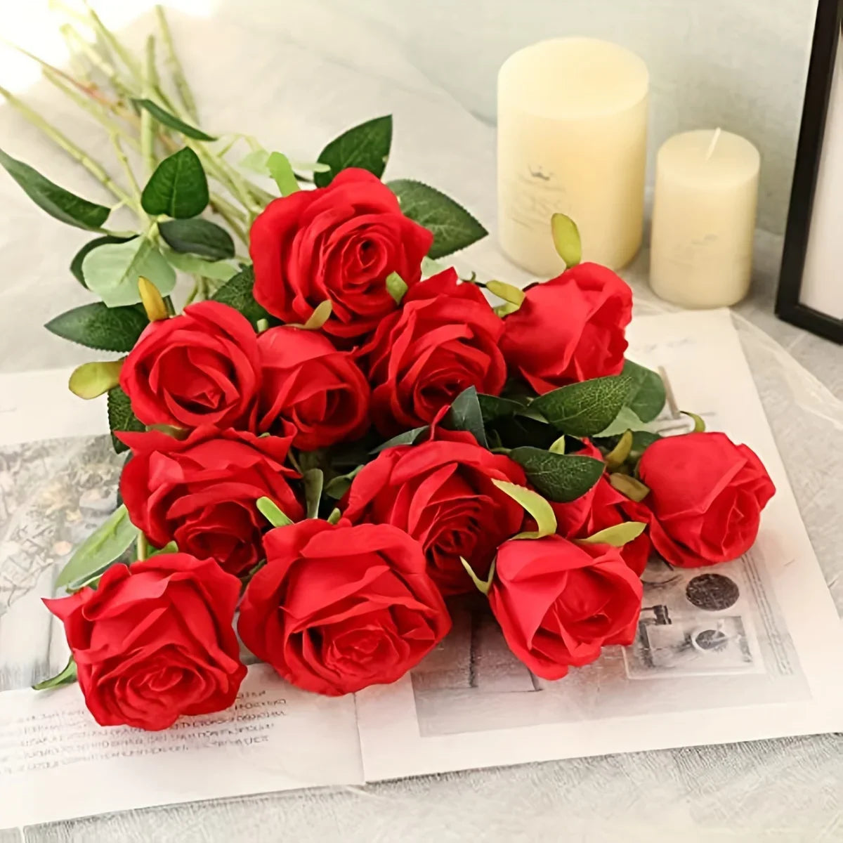 12pcs Artificial Rose Bouquet Décor