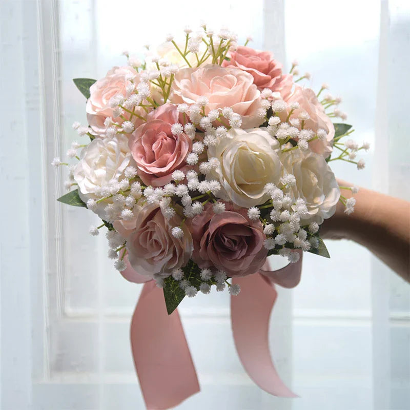 Bridal Bridesmaid Silk Peony Rose Bouquet