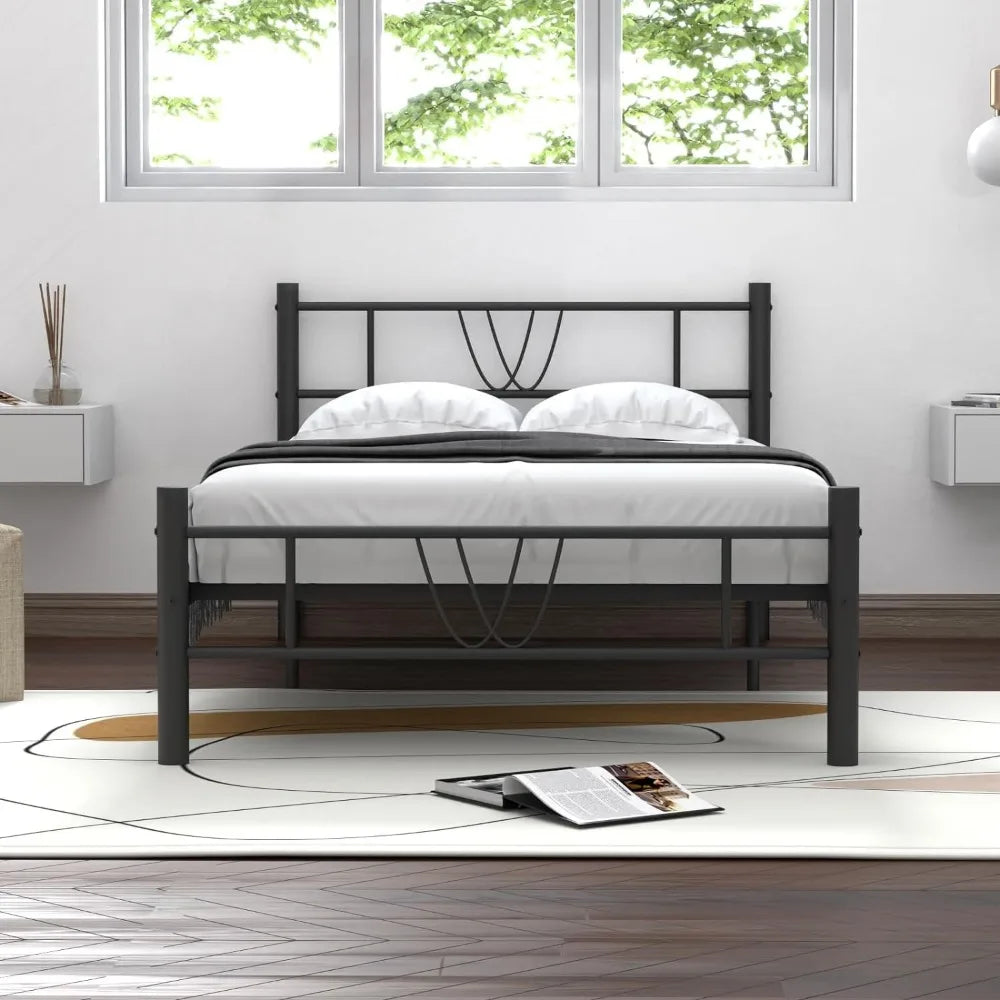 Heavy-Duty Black Double Bed Frame