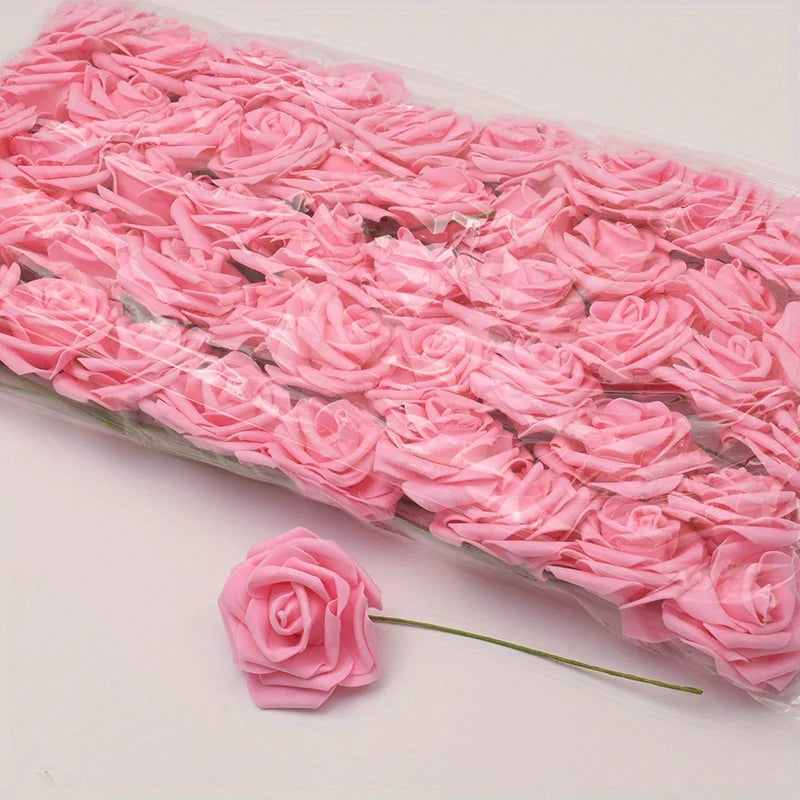 50pcs White PE Rose Flower Heads