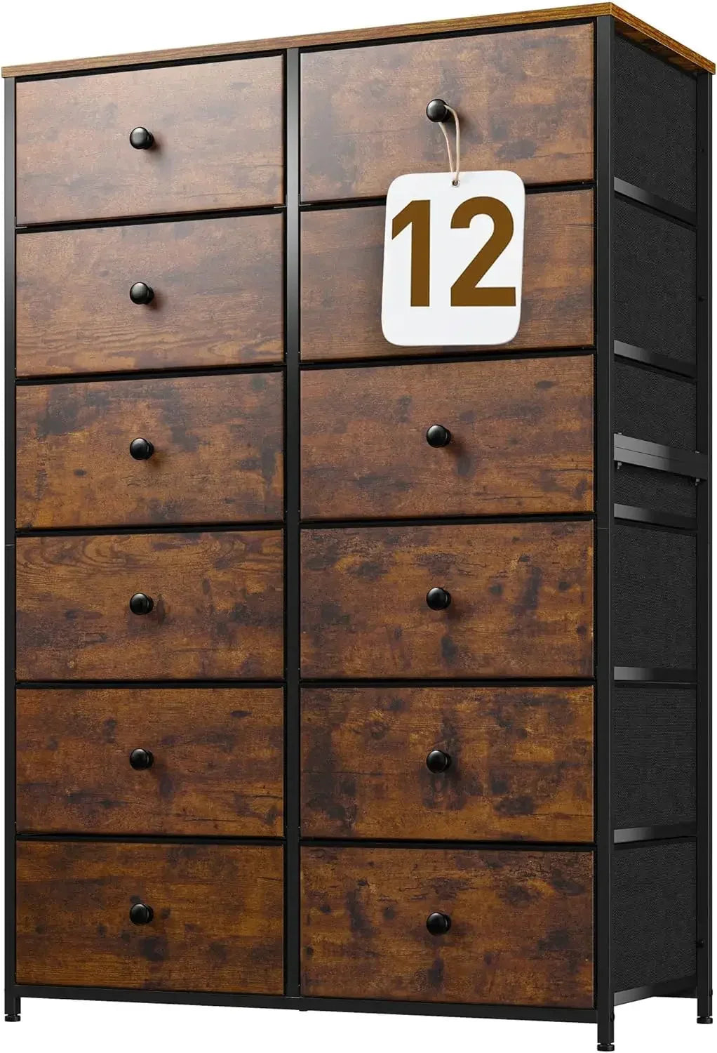 12-Drawer Tall Dresser with Wood Top