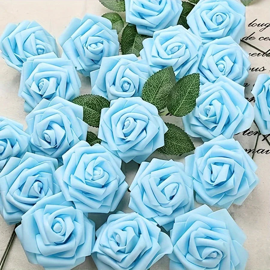 25PCS Artificial Roses with Stems for DIY