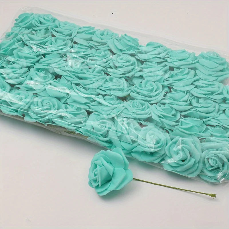 50pcs White PE Rose Flower Heads