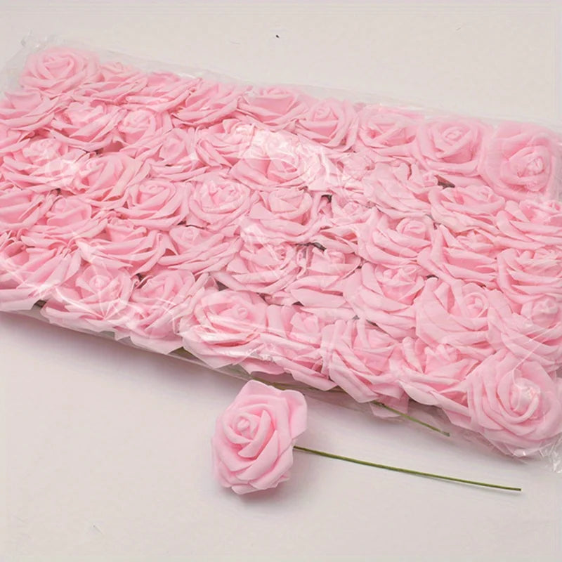 50pcs White PE Rose Flower Heads