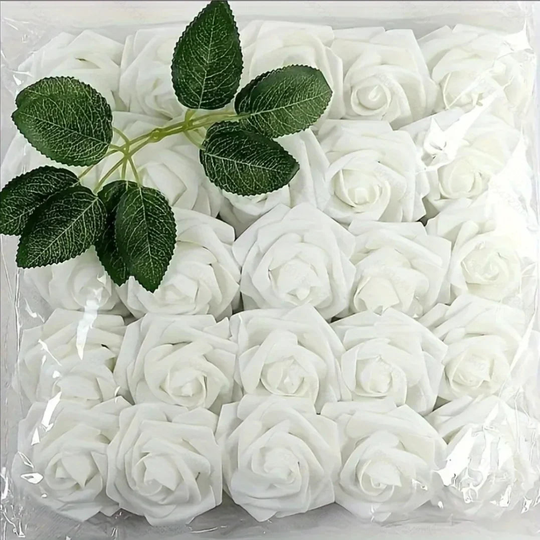 High-Grade White PE Rose Heads