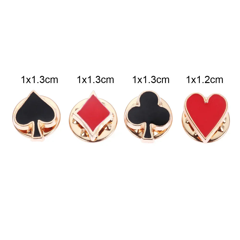 4pcs Poker Shape Collar Pin Set