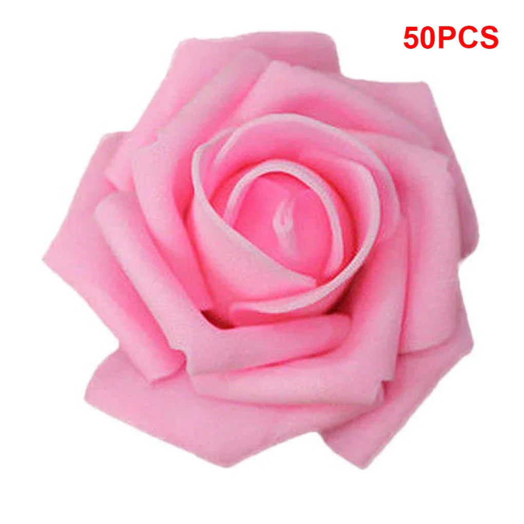 50PCS PE Foam Artificial Rose Flowers