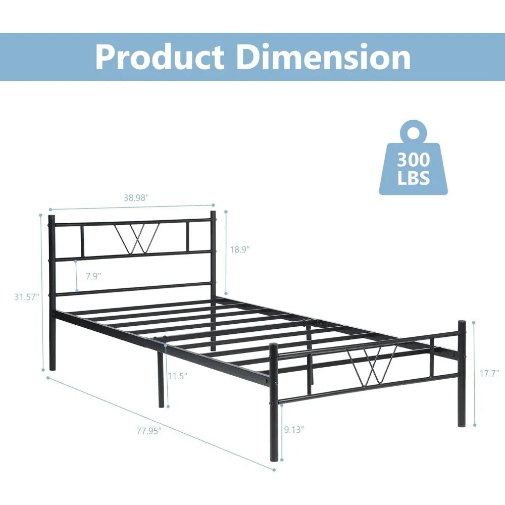 Heavy-Duty Black Double Bed Frame