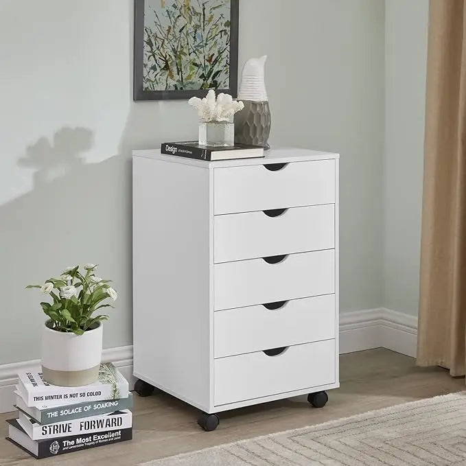 5-Drawer Tall Dresser with Wheels