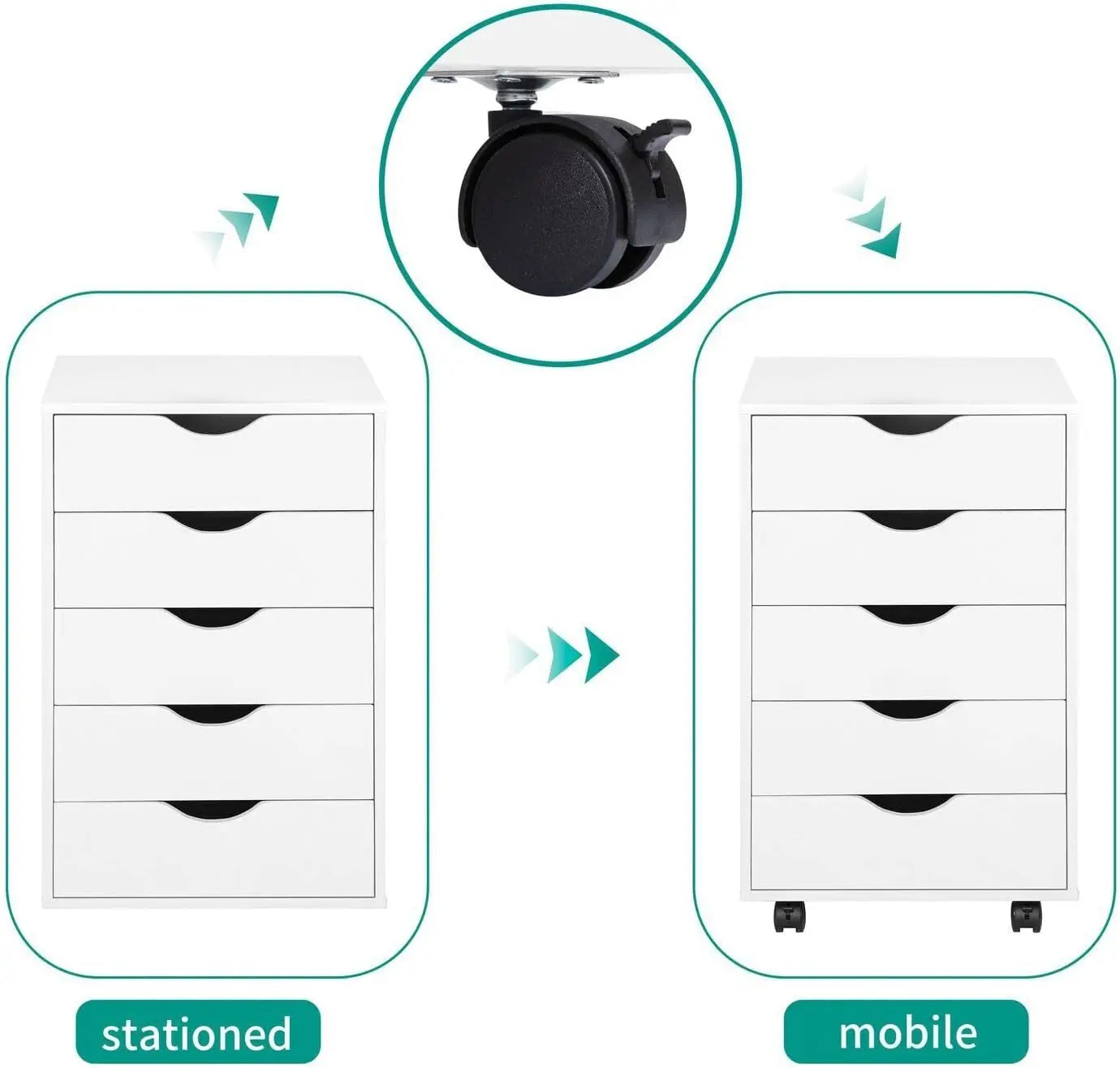5-Drawer Tall Dresser with Wheels