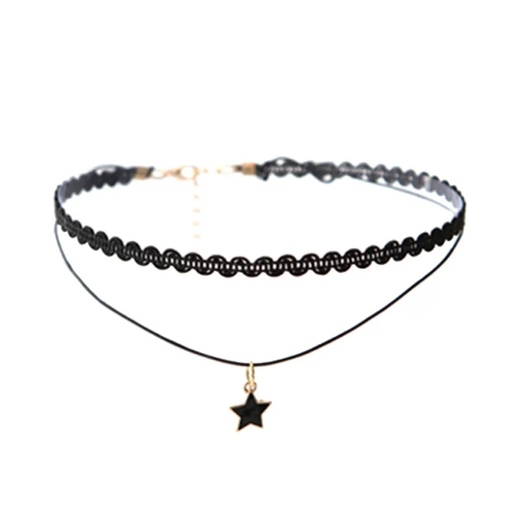 Black lace gothic choker necklace