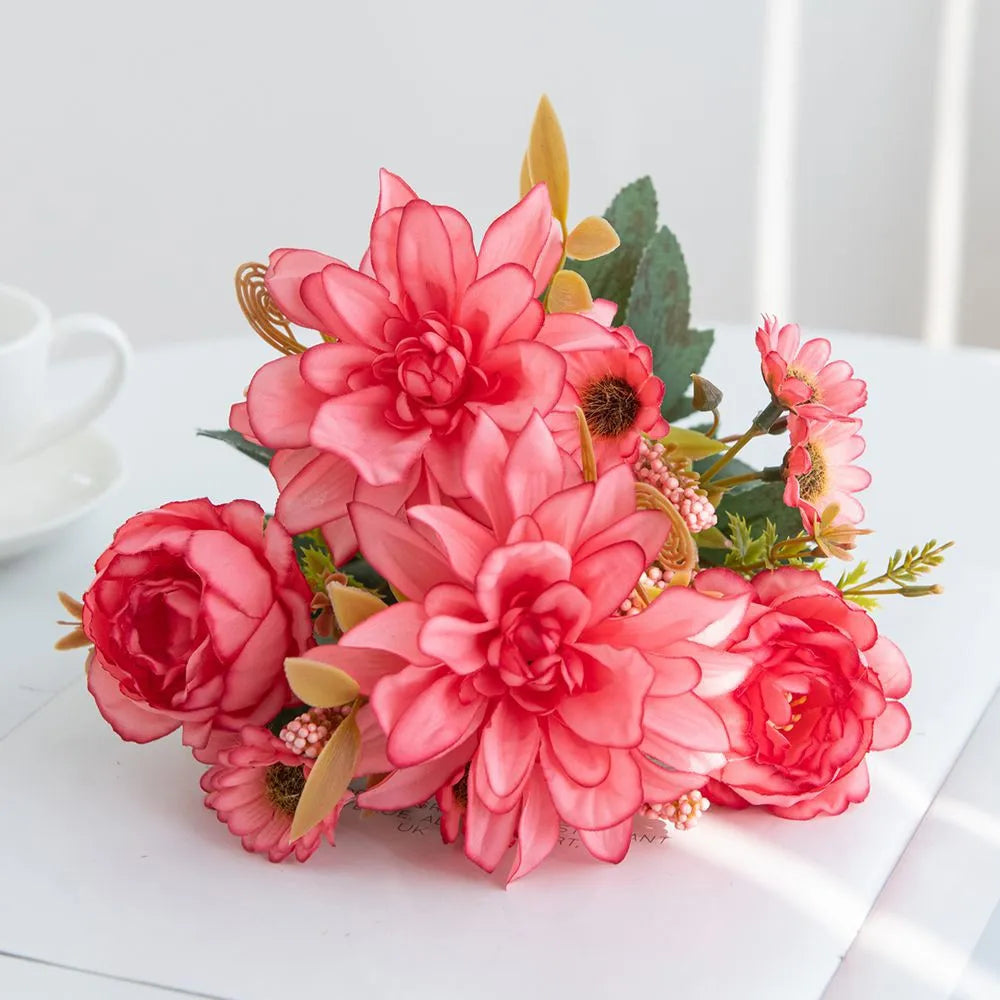 1Pc Artificial Silk Dahlia Rose Daisy