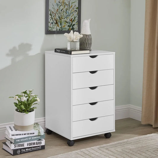 5-Drawer Tall Dresser with Wheels
