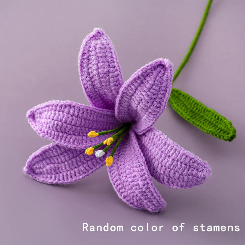 Hand-Knitted Crochet Lily Bouquet Gift