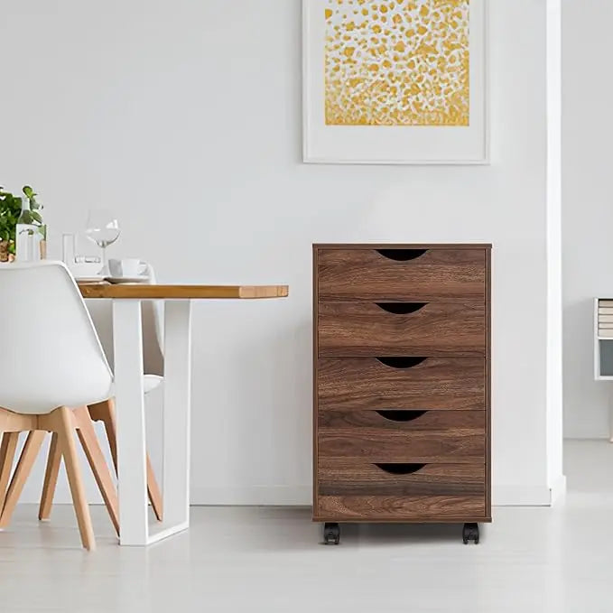 5-Drawer Tall Dresser with Wheels