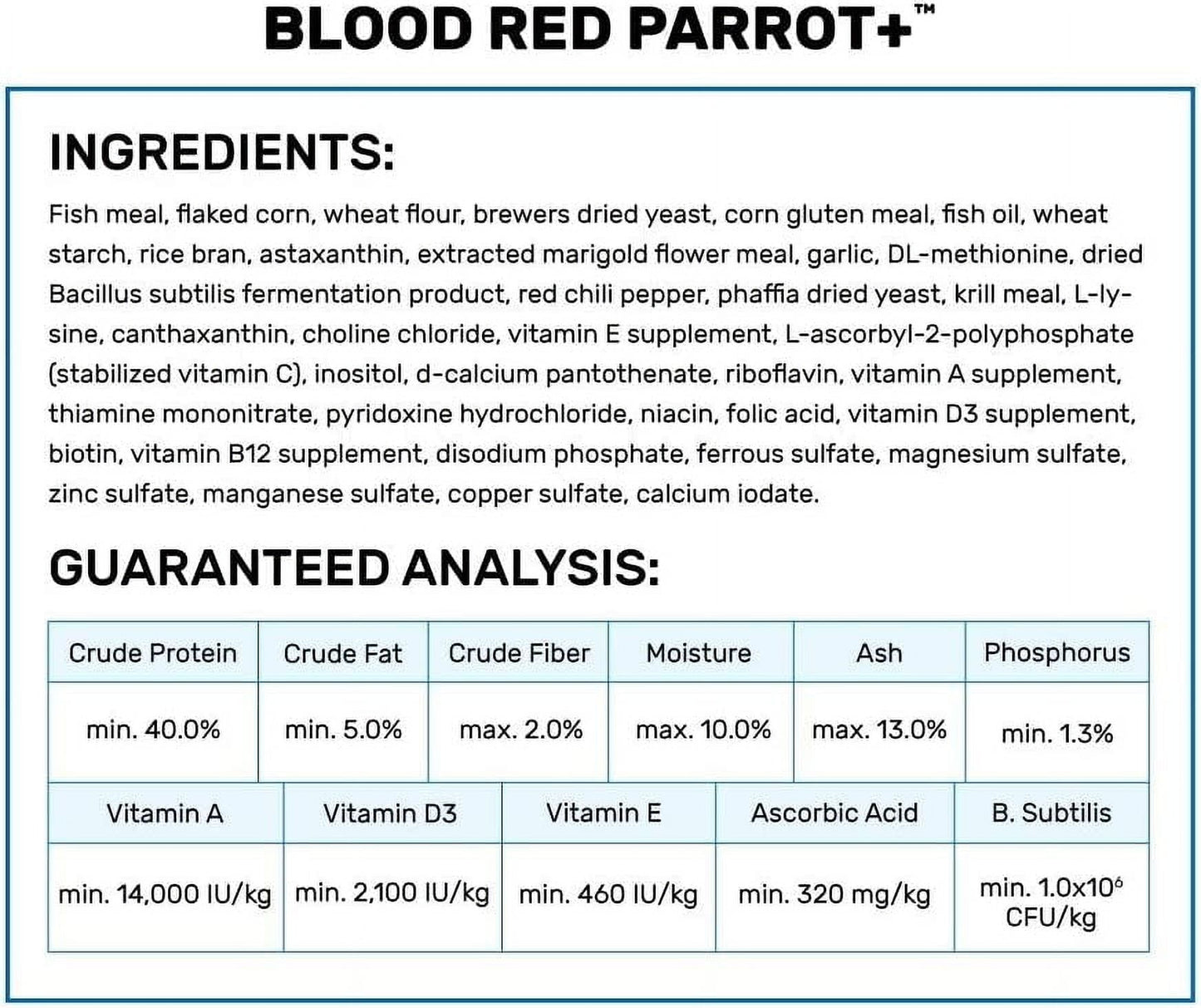 Blood Red Parrot+ Fish Food, Mini Pellets, 11.7 oz. (333g)