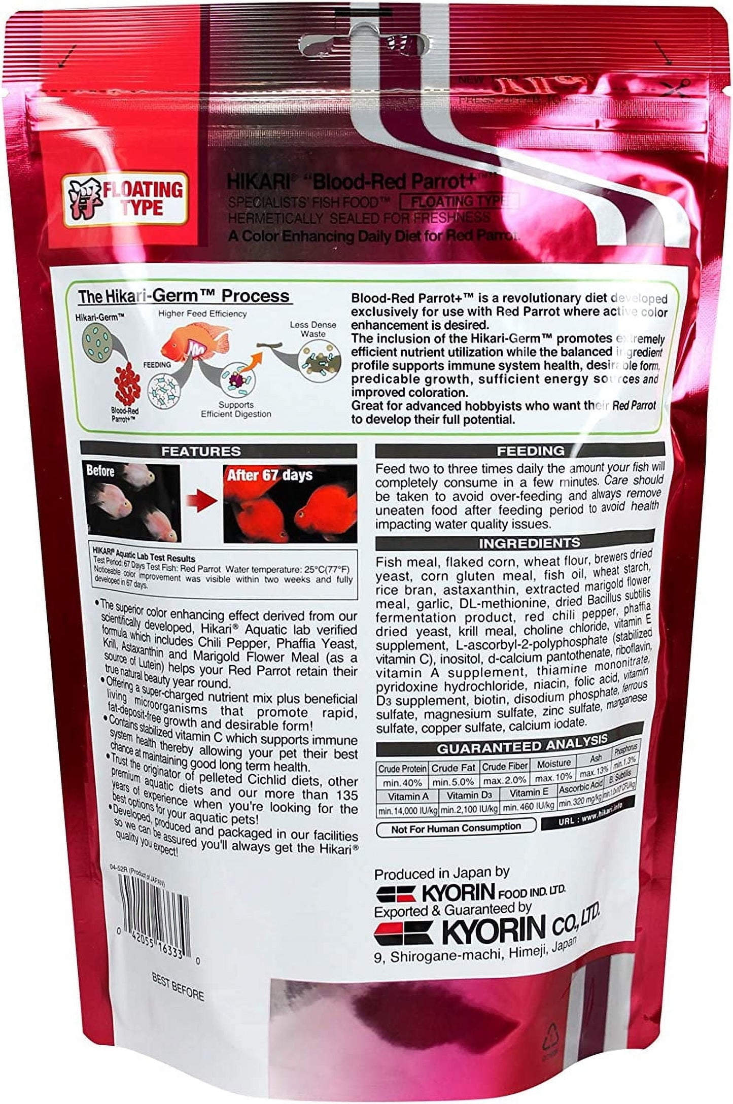 Blood Red Parrot+ Fish Food, Mini Pellets, 11.7 oz. (333g)